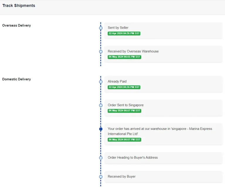 Blueray Cargo Singapore Tracking